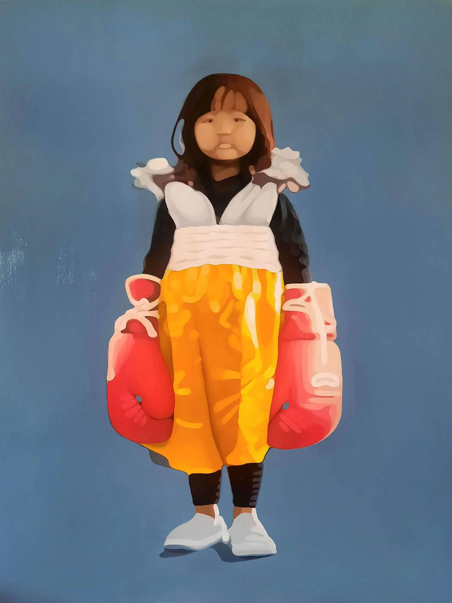 17_Julie Rami_La petit boxeuse_Oil on wood board_31.5x 23.62