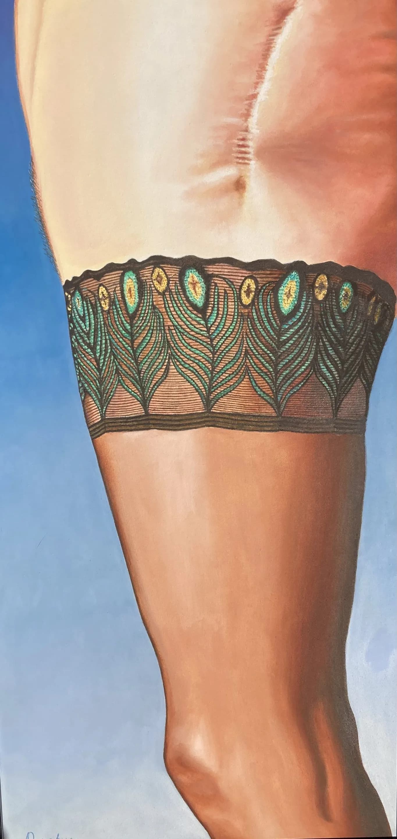 MICHAEL DONAHUE_Women Warrior Series - Carolyn with Peacock_Oil on panel_24x12