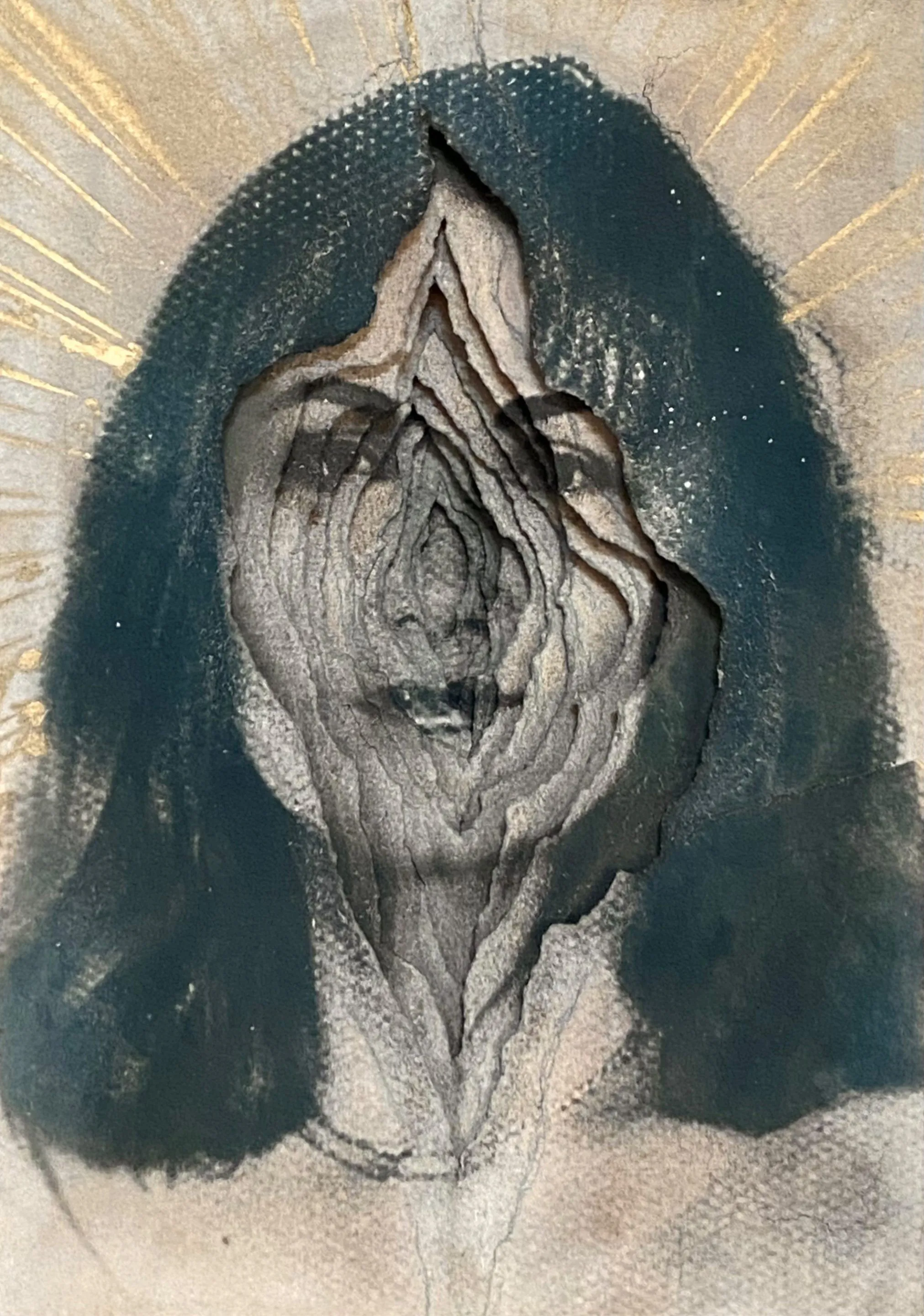 RAMONA ZORDINI_The Goddess_Cynotype on paper, toning tea green and layered_21x15