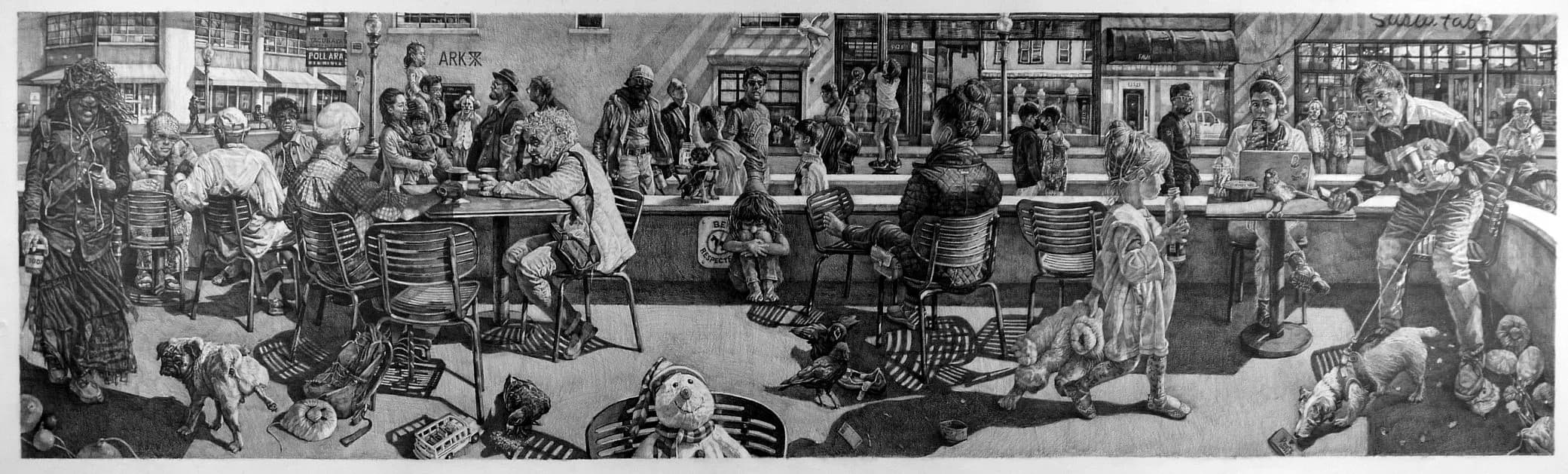 RICHARD AMBROSE_Java Sunday_graphite on arches paper_34x105