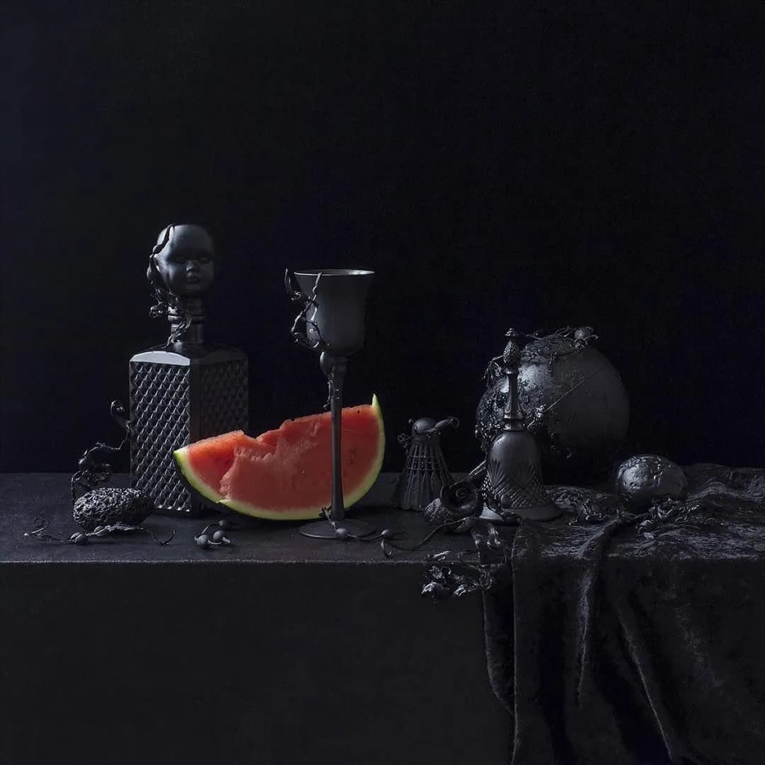 2017 Artur Golacki Still Life in Black with Watermelon - second variation