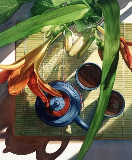 2017 Rosanne S. Wolfe- Blue Clay, Orange Lilies