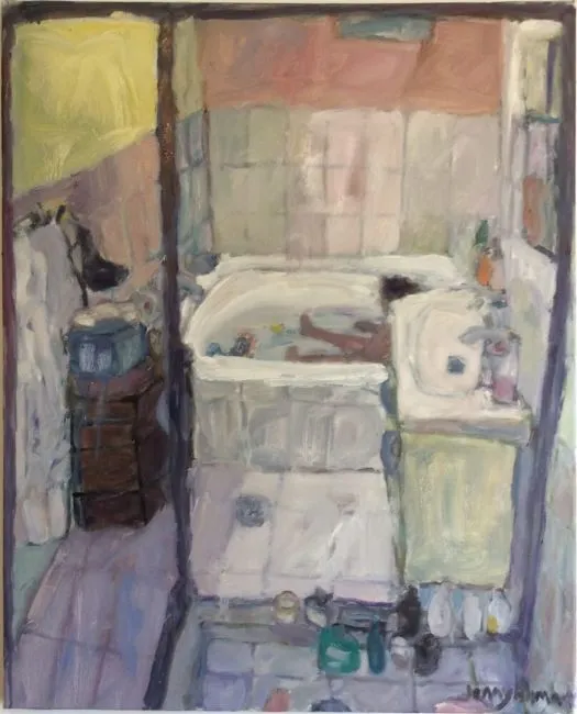 2018 Jenny Ahmad- Orange Bathroom and Purple Tiles